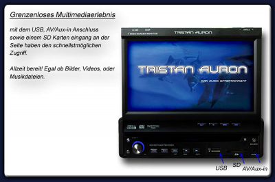 Musik Tristan Auron ausfahrbarem 17,8cm ( 7") Display Bluetooth Touchbutton